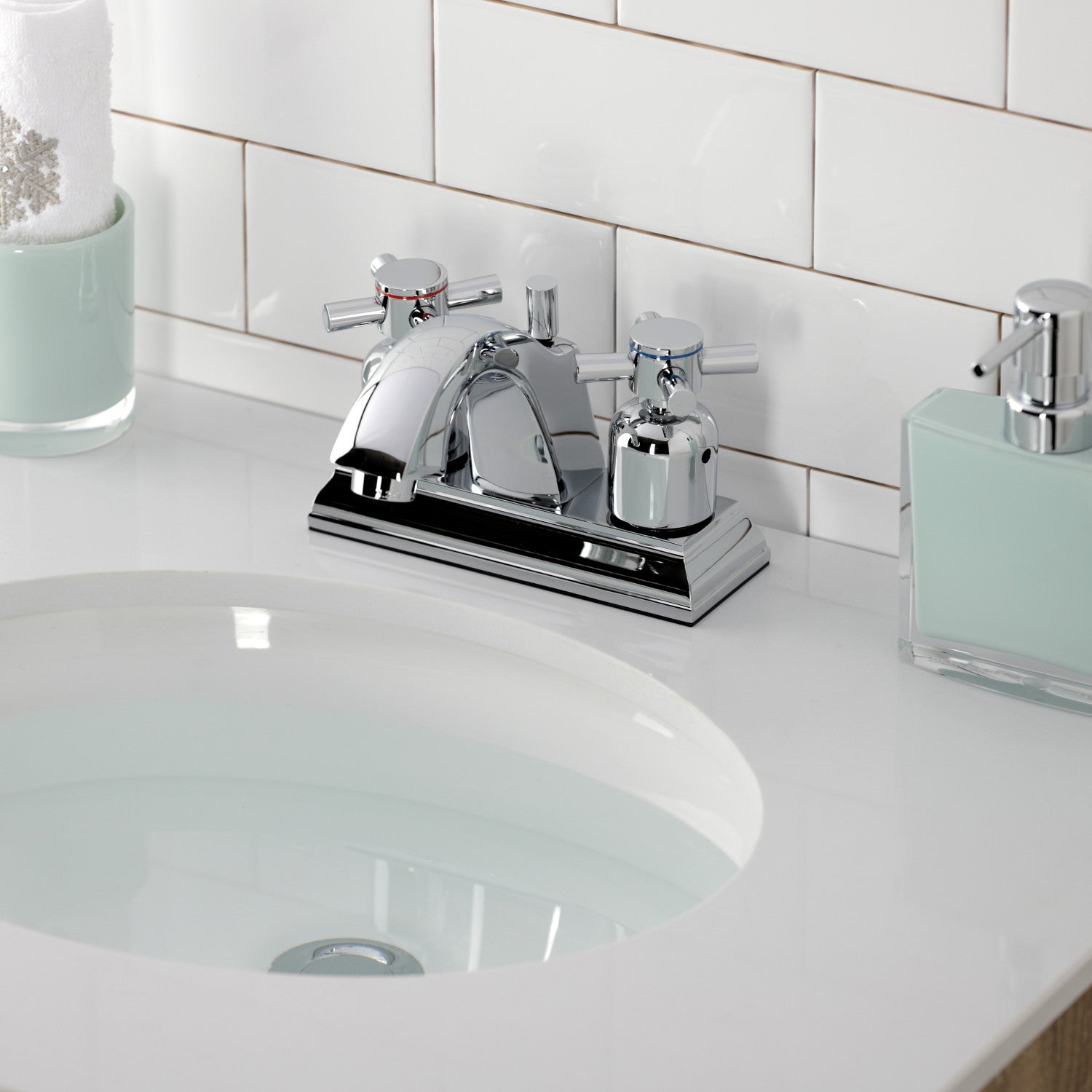 Kingston Tulare FSC4641DX - Concord Double-Handle 3-Hole Deck Mount 4-Inch Centerset Bathroom Faucet with Pop-Up Drain, Polished Chrome — thumbnail 2